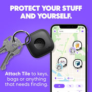 Tile by Life360 Mate (2024) Bluetooth Tracker, Keys Finder and Item Locator for Keys, Bags and More. Phone Finder. Both iOS and Android Compatible. 4-Pack (Black)