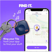 Tile by Life360 Mate (2024) Bluetooth Tracker, Keys Finder and Item Locator for Keys, Bags and More. Phone Finder. Both iOS and Android Compatible. 4-Pack (Black)